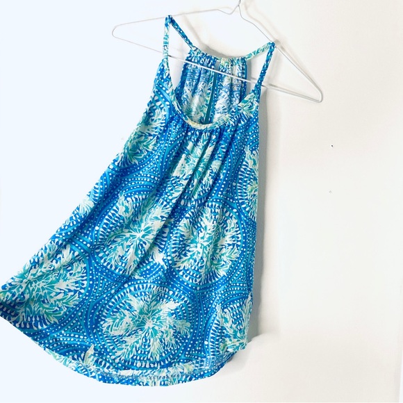 Lilly Pulitzer Blue Green Printed Keyhole Tank Top - Picture 2 of 6